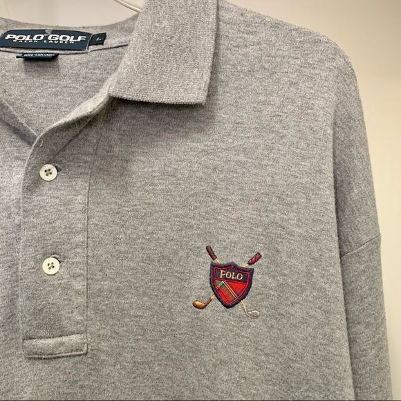 Vintage 90s Polo Golf Long Sleeve Henley Polo Shirt Mens Gray Large - Picture 3 of 6